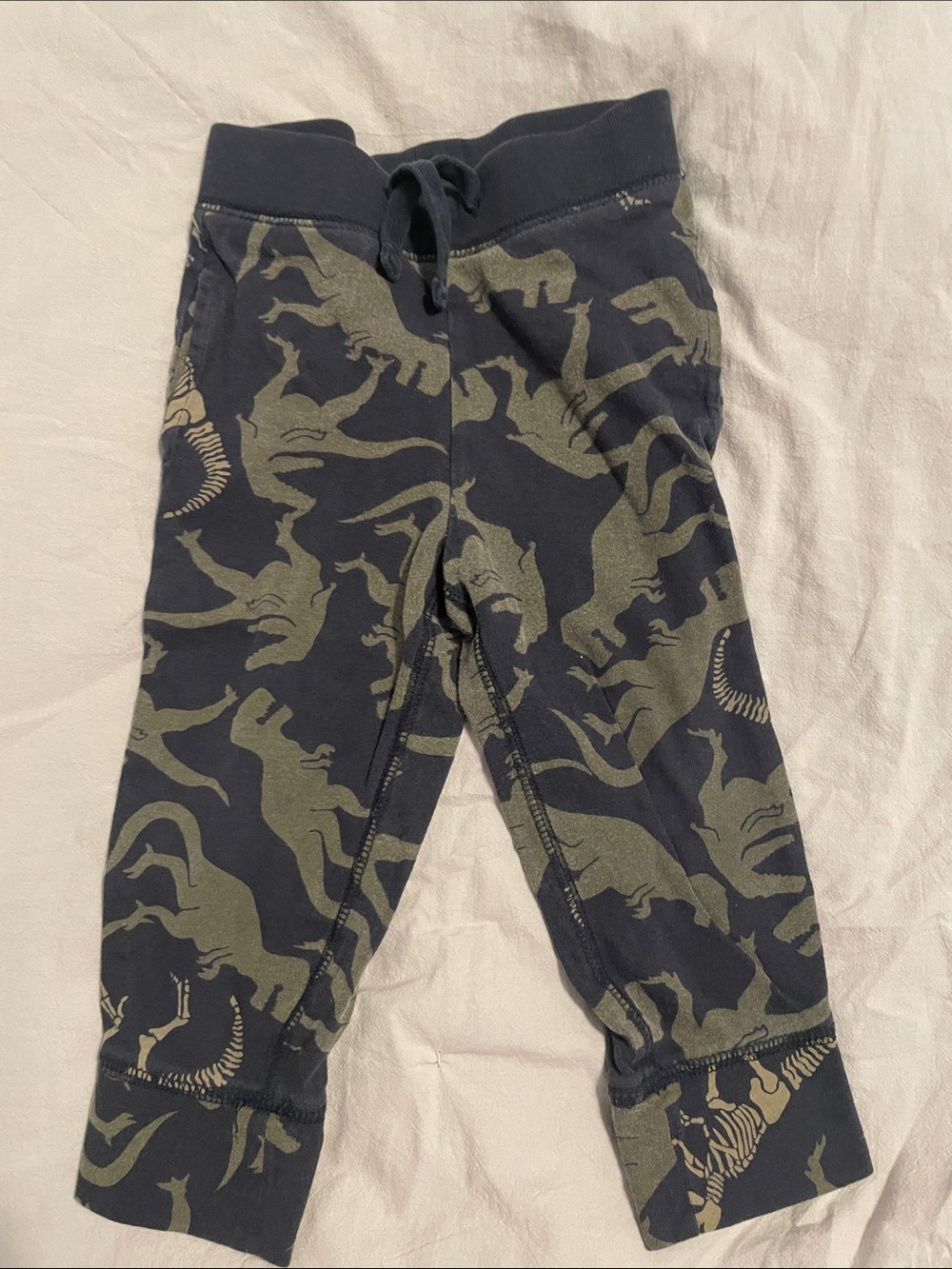 GAP Navy Joggers with Olive Dinosaur Print